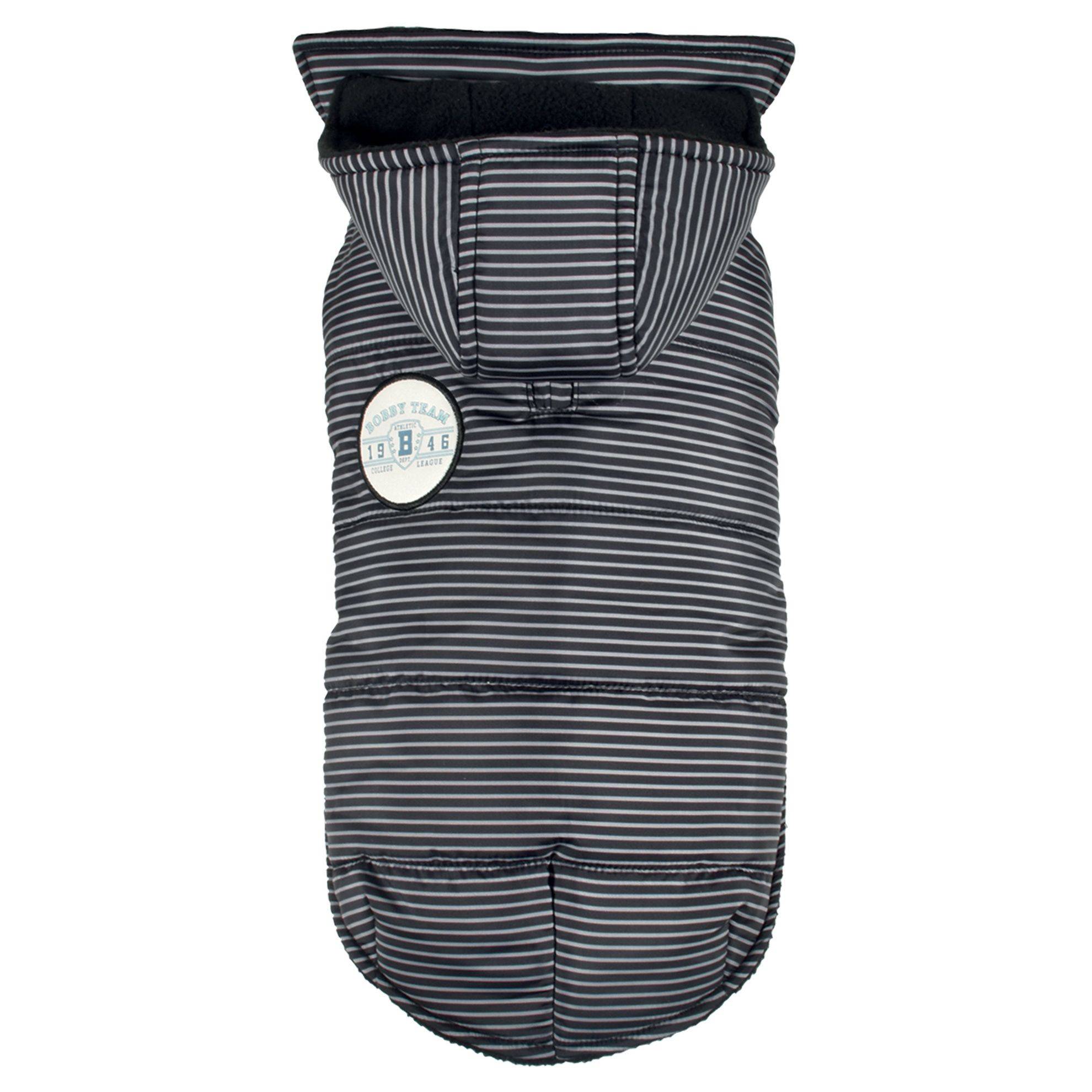 Doudoune rayée à capuche noire Taille : 32S BOBBY