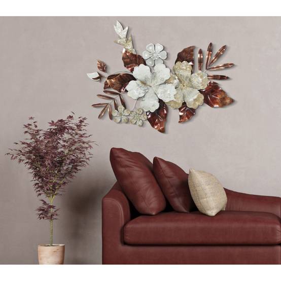 Décoration murale fleurs en métal - L 31 x H 89 cm - Doré Décoration murale fleurs en métal - L 31 x H 89 cm - Doré