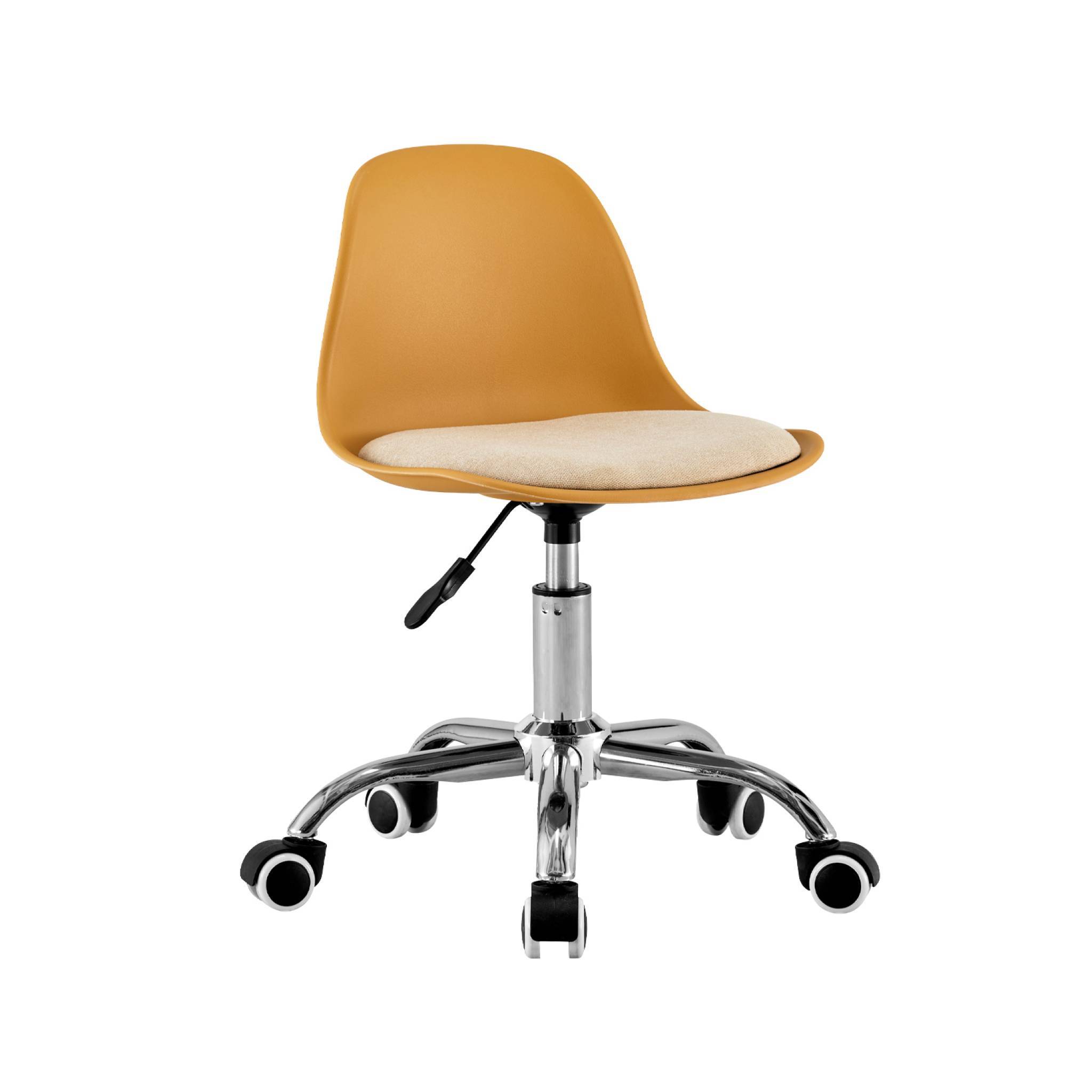sweeek - Chaise de bureau enfant à roulettes ajustable piètement chromé moutarde - Manel | sweeek - Image 2