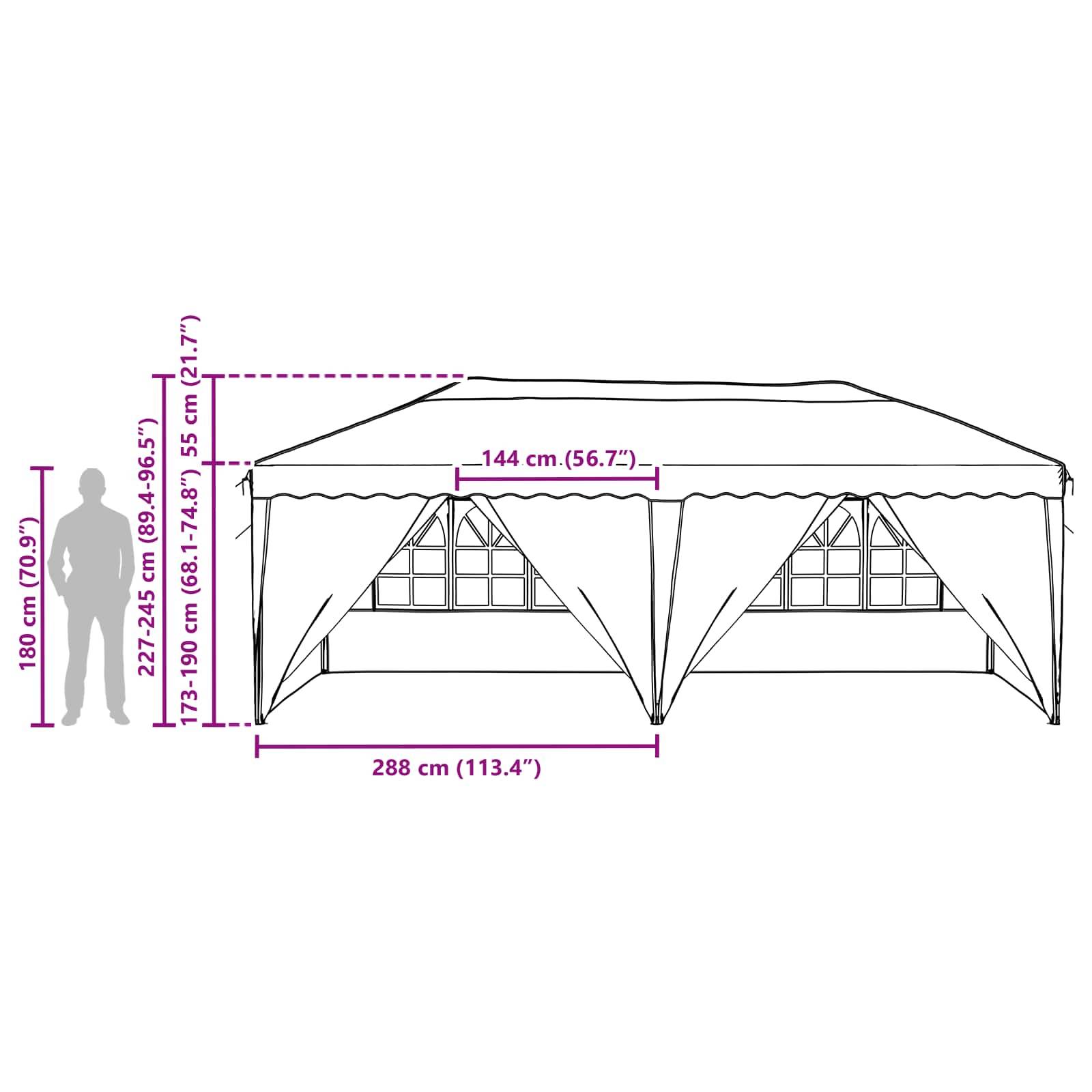 ComfortXL - Tente de réception Pop-up Acier pour fêtes Hauteur réglable 6x3m Anthracite - ComfortXL Outdoor Living - Image 10