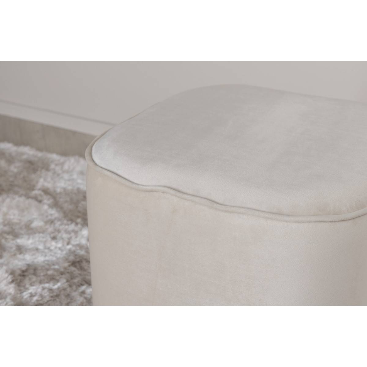 Paris Prix - Pouf en Velours "Piff" 44cm Beige - Image 7