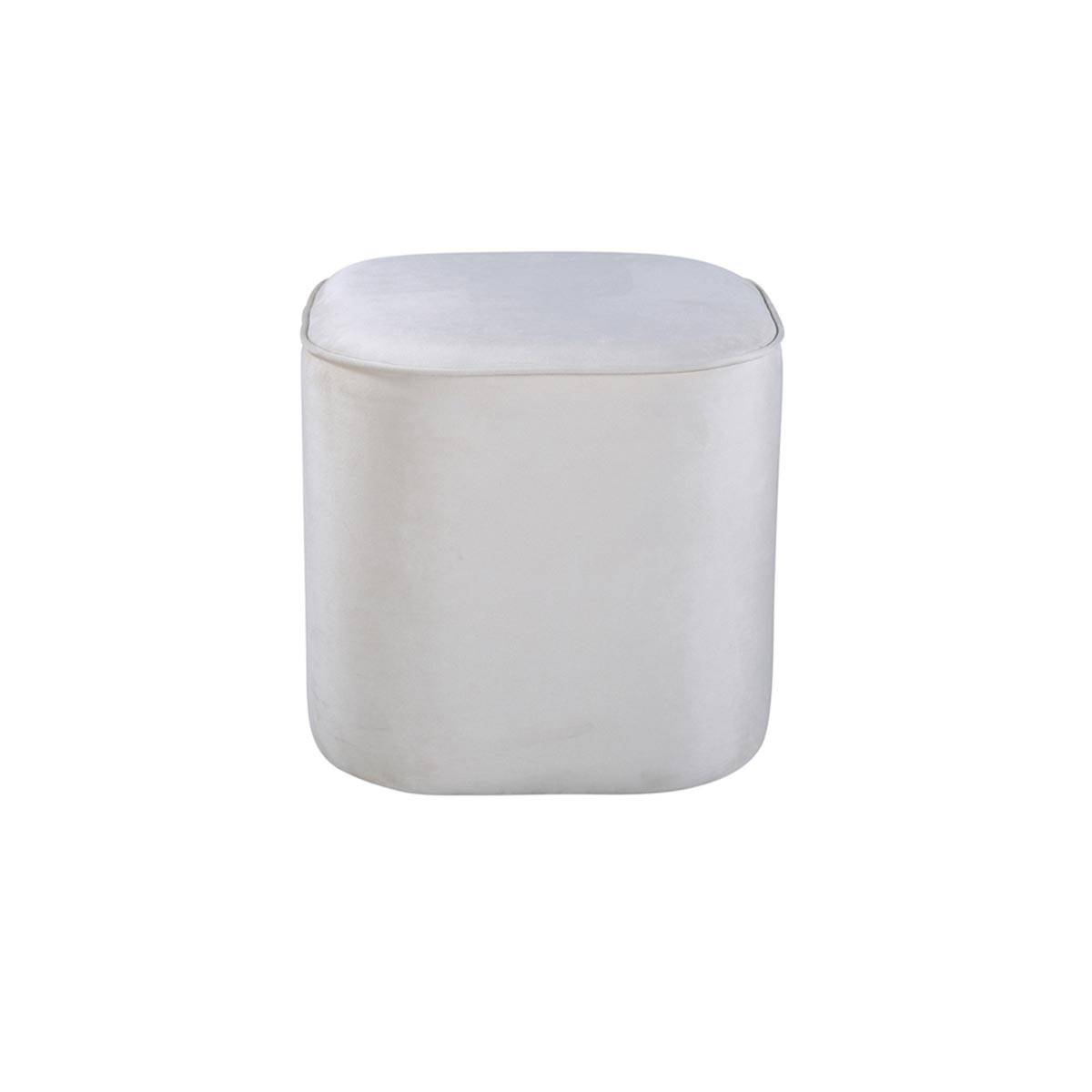 Paris Prix - Pouf en Velours "Piff" 44cm Beige - Image 2