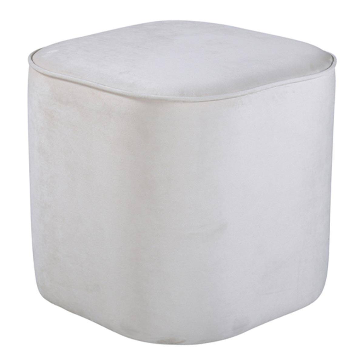 Paris Prix - Pouf en Velours "Piff" 44cm Beige - Image 1