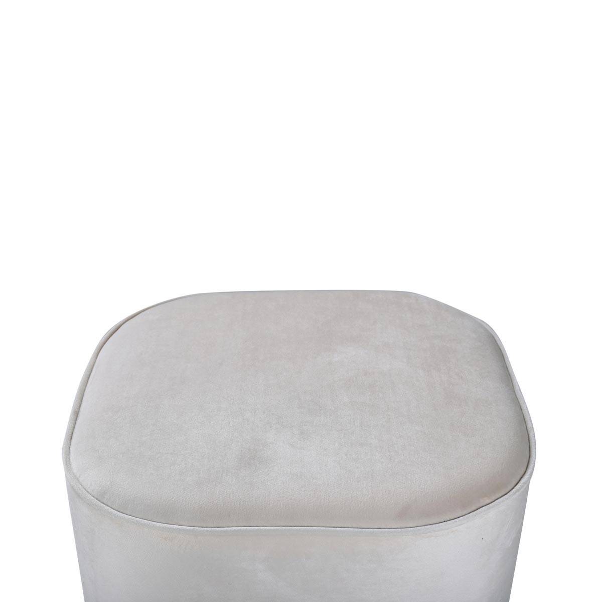 Paris Prix - Pouf en Velours "Piff" 44cm Beige - Image 3