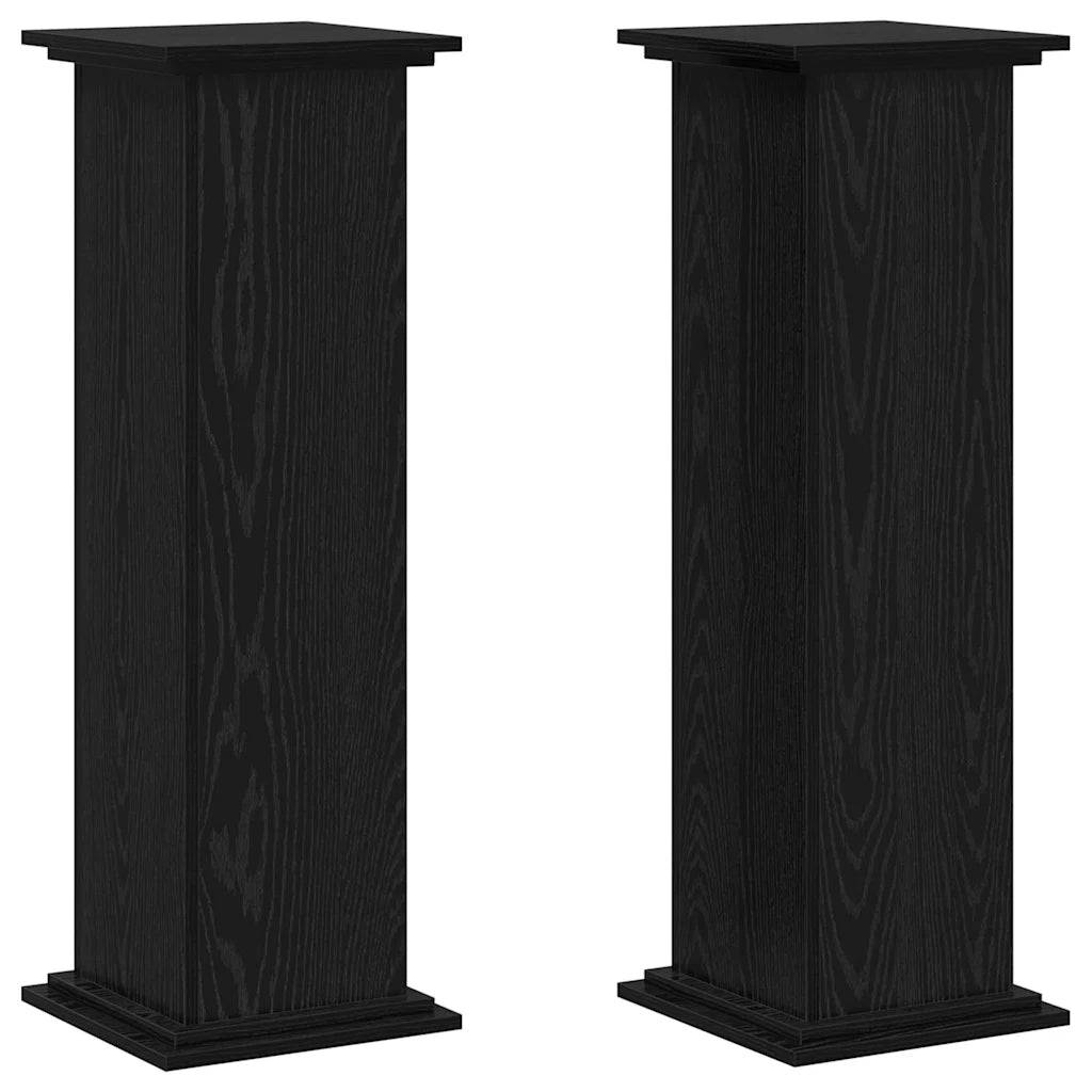 Support de plante moderne design contemporain intérieur extérieur 33 x 33 x 100 cm en bois d'ingénierie noir - Image 1