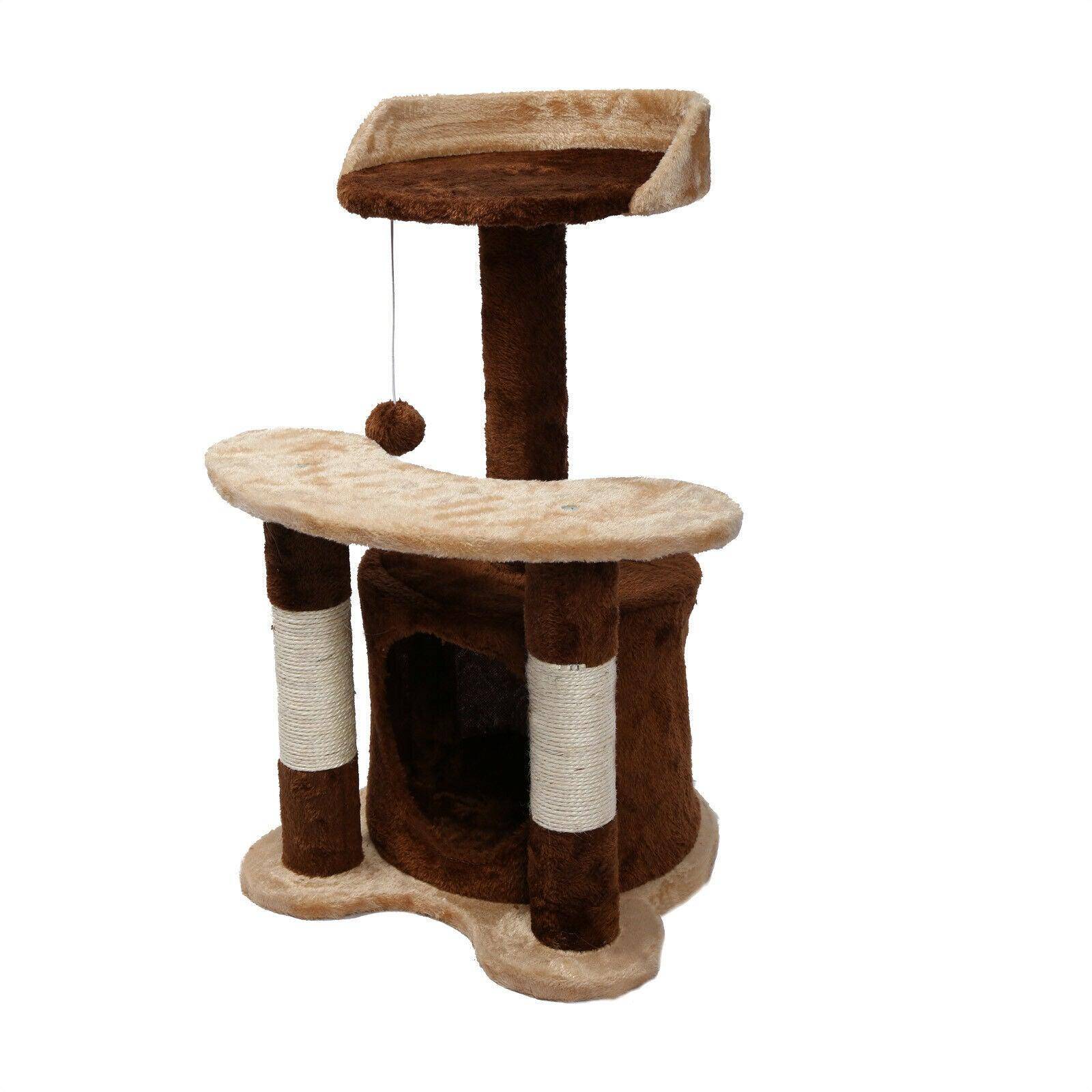 Helloshop26 - Arbre à chat hauteur 65 cm avec corde en sisal griffoir jeux marron/ beige - Imagen 2