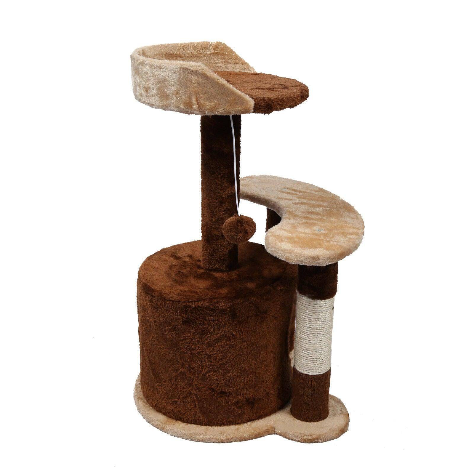 Helloshop26 - Arbre à chat hauteur 65 cm avec corde en sisal griffoir jeux marron/ beige - Imagen 4