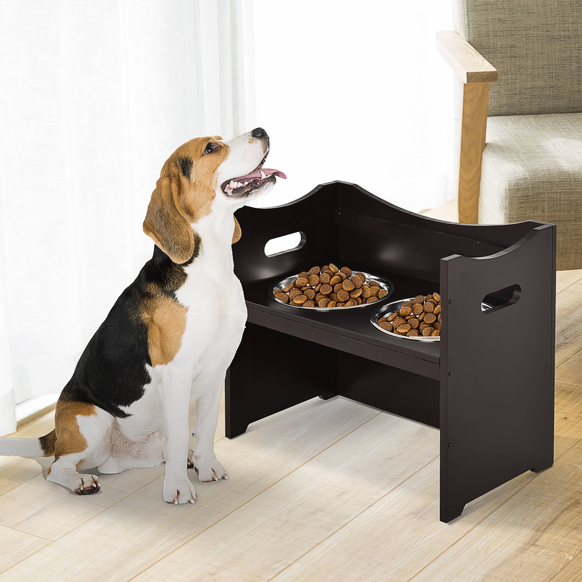 Sans Marque - Gamelle surélevée chien réglable support eau 2x2L inox anti-glouton café,Sans Marque - Image 4
