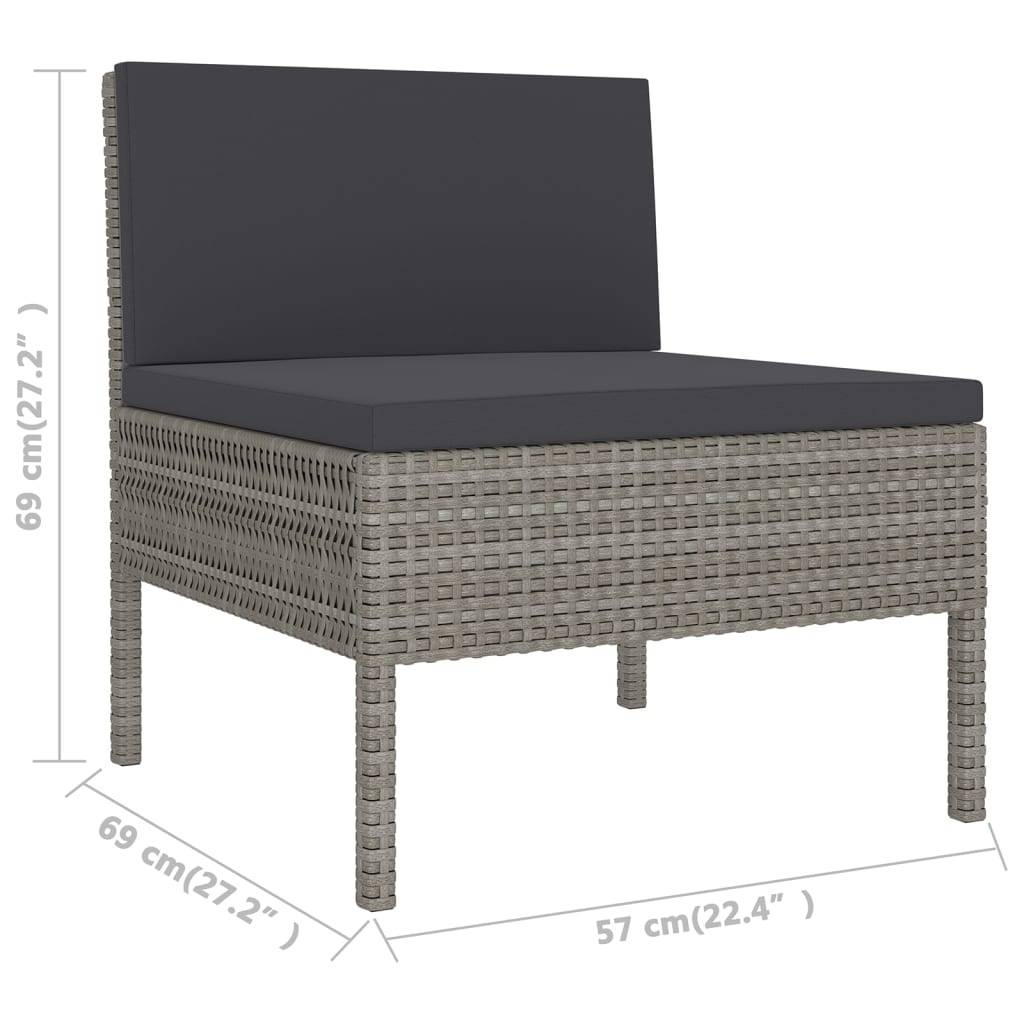 Helloshop26 - Salon de jardin meuble d'extérieur ensemble de mobilier 11 pièces avec coussins résine tressée gris - Imagen 5