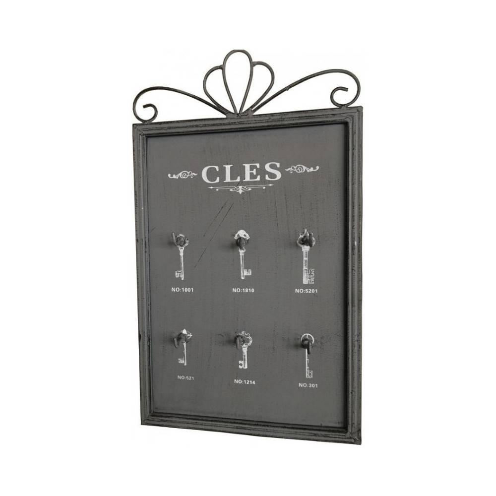 Porte clés mural en métal gris 25 x 42 cm Chemin de campagne - Imagen 1