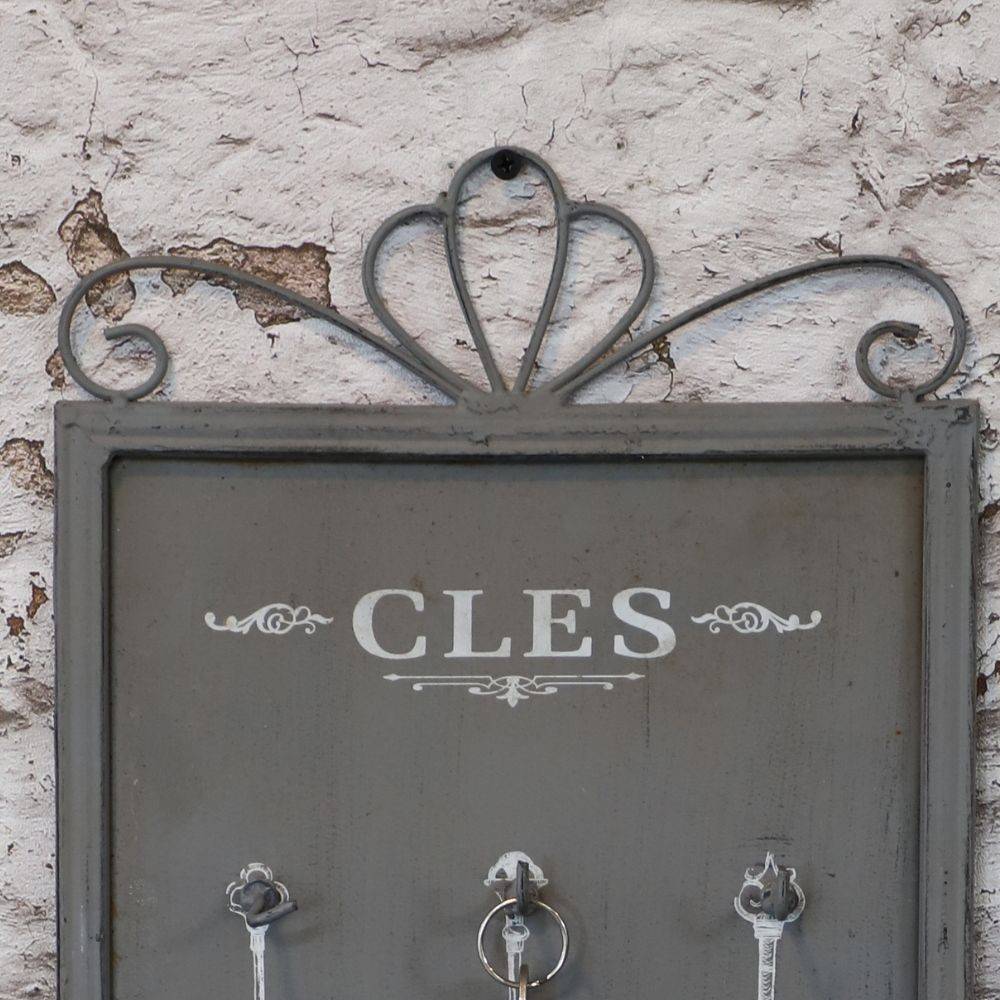 Porte clés mural en métal gris 25 x 42 cm Chemin de campagne - Imagen 3