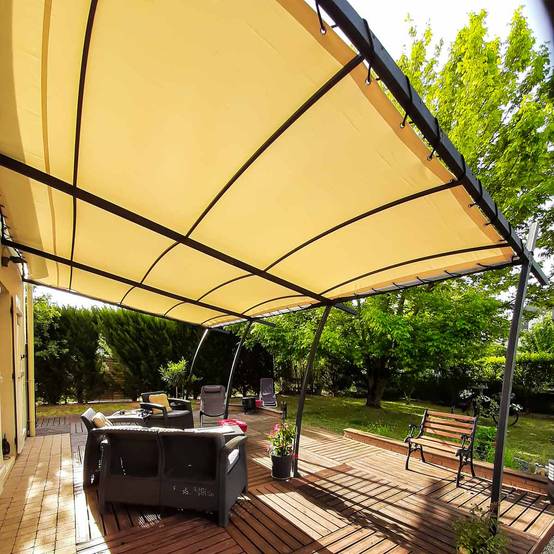Toile Pergola Ivoire 3,5x5 m XP640PR - Garantie 10 ans - Bâche Pergola ou Tonnelle étanche en PVC - Made in France TECPLAST - Image 1