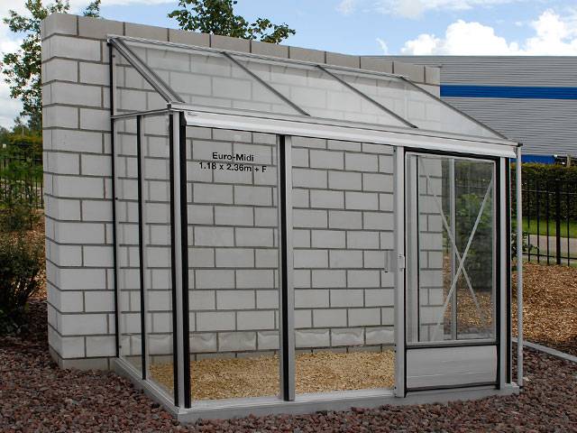 7m² - Serre en polycarbonate 8 mm alvéolés  - Euro Midi serre adossée - Laquée - 7m² - vert jonc  - L'atelier Des Serres - Imagen 7