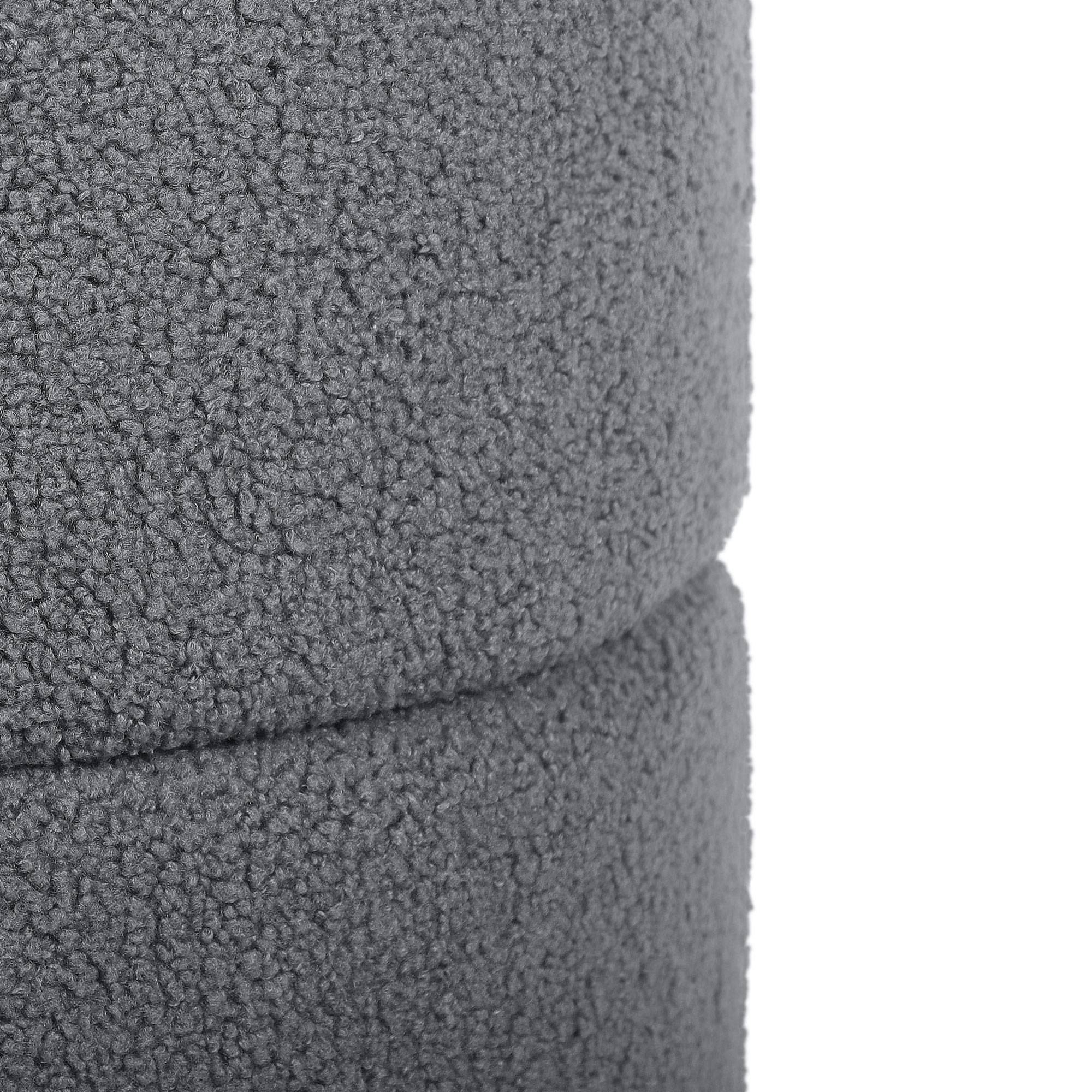 Sicaan Pouf Coffre ROMÉO en Tissu Bouclette Gris – Tabouret de Rangement Design Scandinave et Art Déco avec Base Bois – Pouf Rigide Chic et Pratique - Image 7