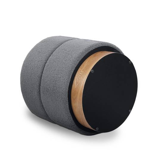 Sicaan Pouf Coffre ROMÉO en Tissu Bouclette Gris – Tabouret de Rangement Design Scandinave et Art Déco avec Base Bois – Pouf Rigide Chic et Pratique - Image 5