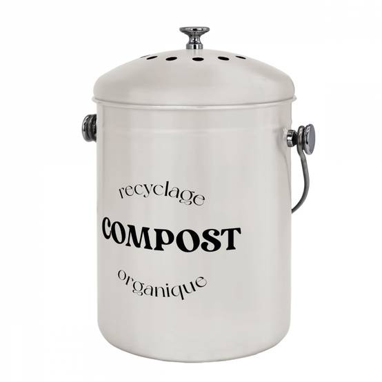Linxor - Composteur, bac, poubelle à compost de cuisine 5L rond en Inox - Beige - Linxor - Image 1