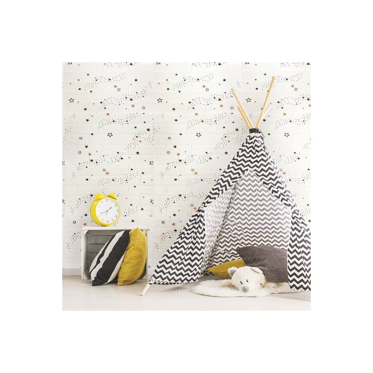 The Home Deco Factory - Lot de 3 Stickers Effet Brique "Adhésif" 70cm Blanc - Image 3