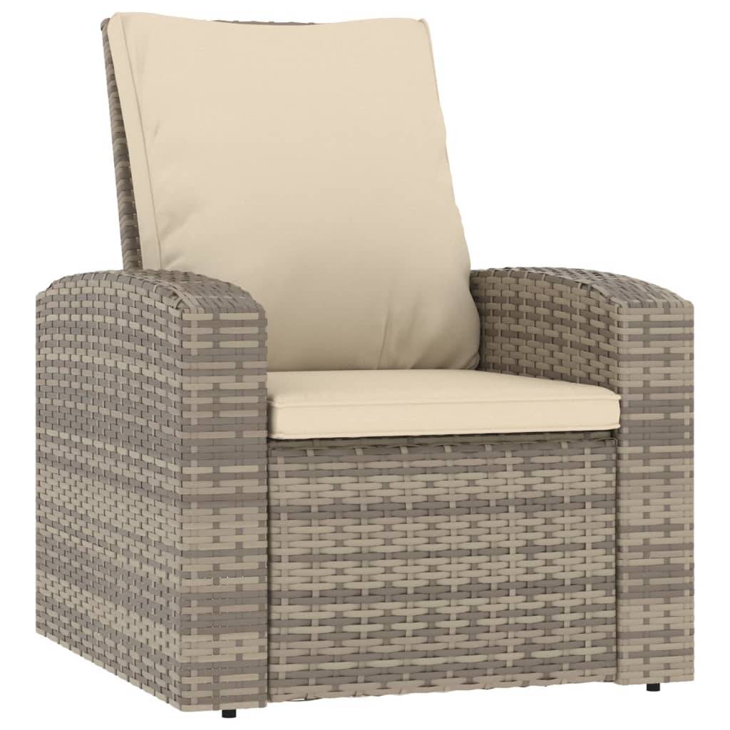 Fauteuil de jardin inclinable - Chaise de jardin - Fauteuil d'extérieur avec coussins marron clair rotin - MEUBLE PRO - Image 1
