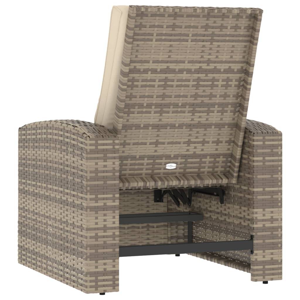 Fauteuil de jardin inclinable - Chaise de jardin - Fauteuil d'extérieur avec coussins marron clair rotin - MEUBLE PRO - Image 5