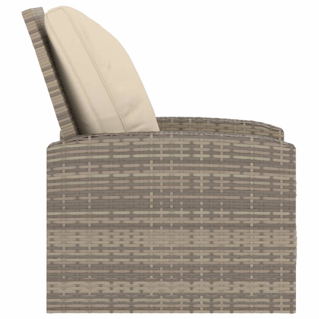 Fauteuil de jardin inclinable - Chaise de jardin - Fauteuil d'extérieur avec coussins marron clair rotin - MEUBLE PRO - Image 4
