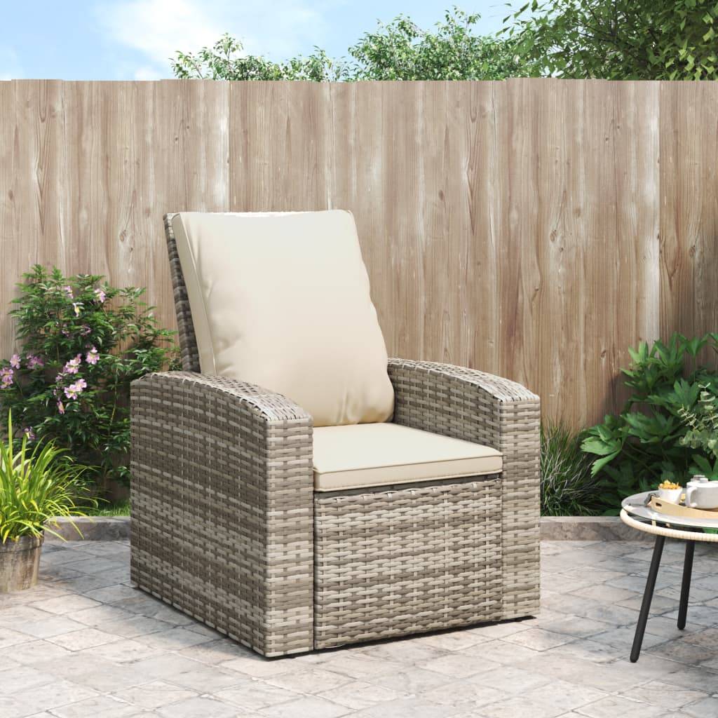 Fauteuil de jardin inclinable - Chaise de jardin - Fauteuil d'extérieur avec coussins marron clair rotin - MEUBLE PRO - Image 2