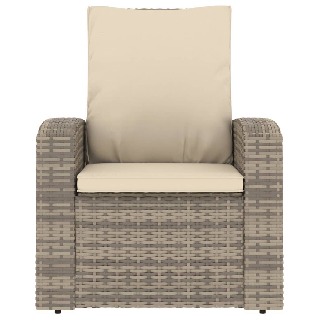 Fauteuil de jardin inclinable - Chaise de jardin - Fauteuil d'extérieur avec coussins marron clair rotin - MEUBLE PRO - Image 3