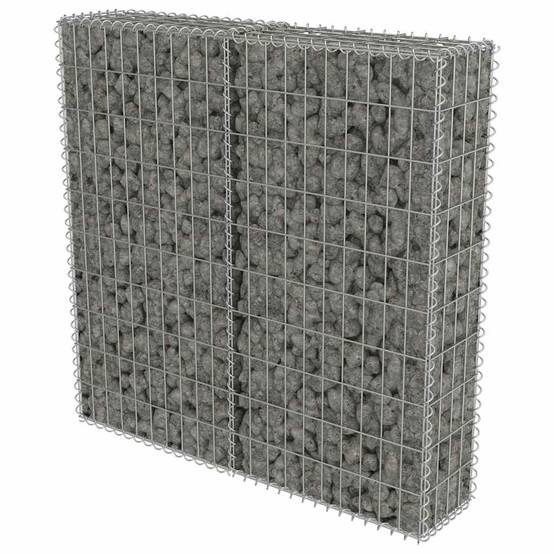 Mur à gabion avec couvercles Acier galvanisé Argenté 100 x 20 x 100 cm - PANGIVO - Image 2
