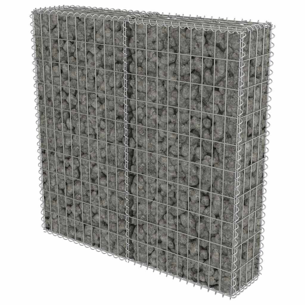 Mur à gabion avec couvercles Acier galvanisé Argenté 100 x 20 x 100 cm - PANGIVO - Image 2