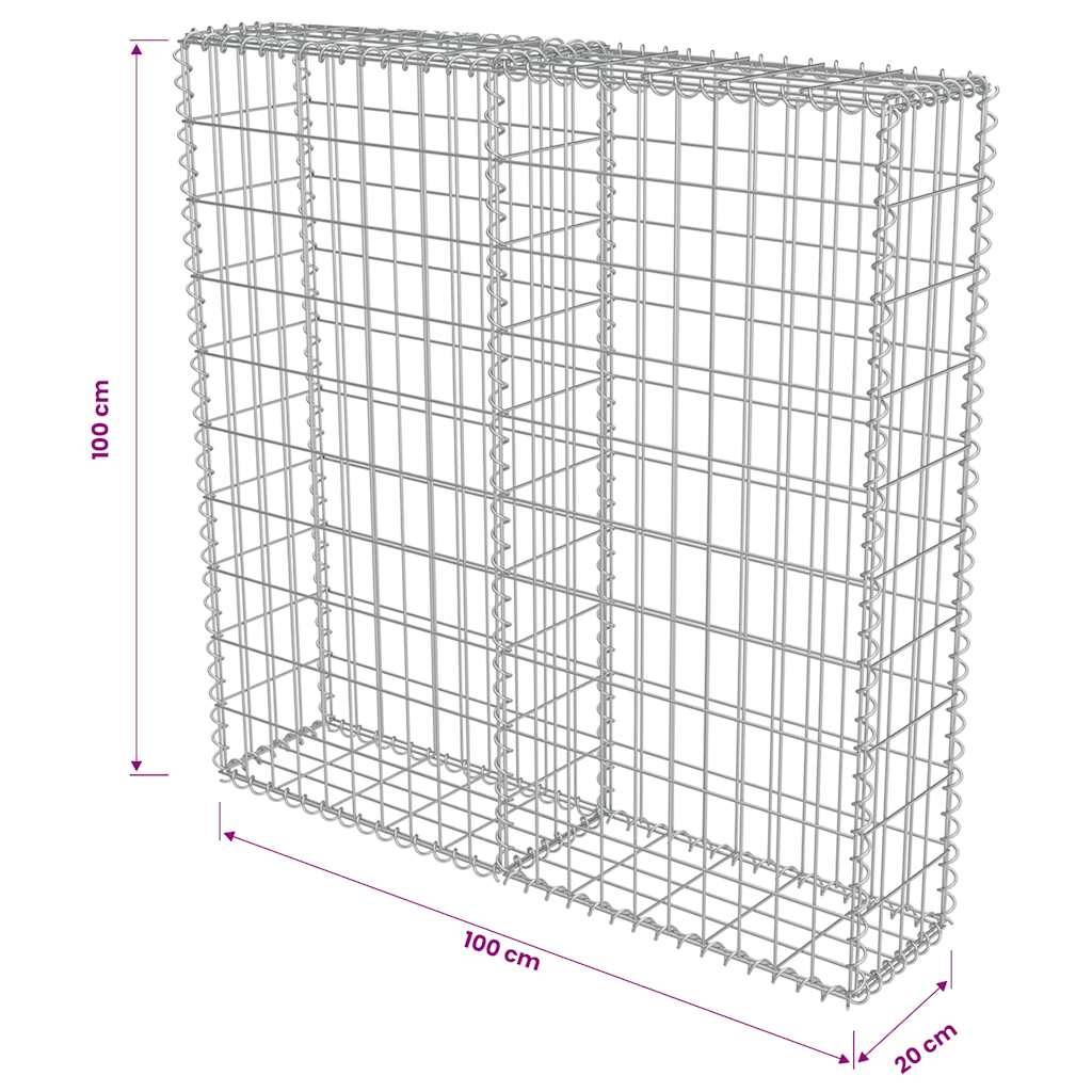 Mur à gabion avec couvercles Acier galvanisé Argenté 100 x 20 x 100 cm - PANGIVO - Image 7