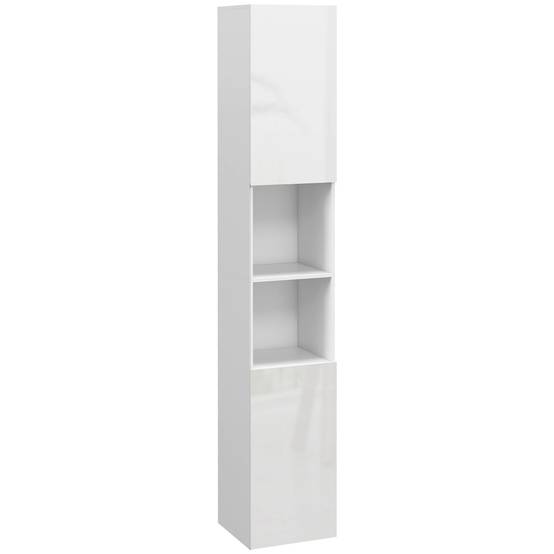 Colonne salle de bain avec 2 placards 2 niches et étagères réglables, rangement vertical 30x30x181,5 cm blanc moderne - Image 1