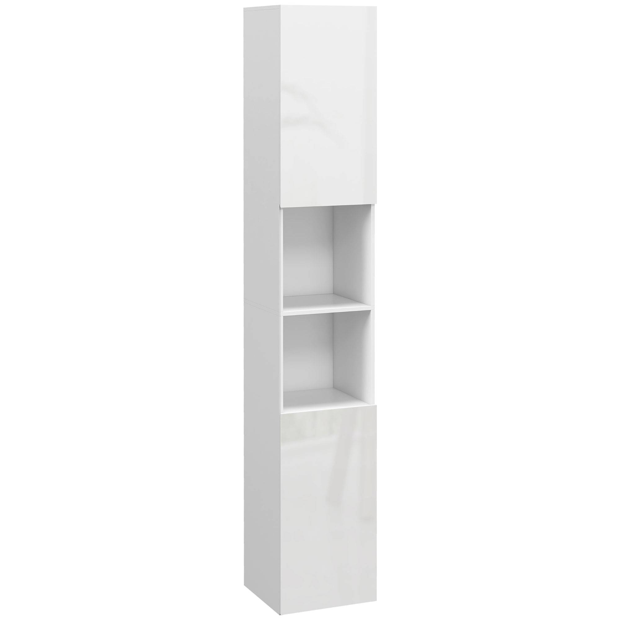 Colonne salle de bain avec 2 placards 2 niches et étagères réglables, rangement vertical 30x30x181,5 cm blanc moderne - Image 1