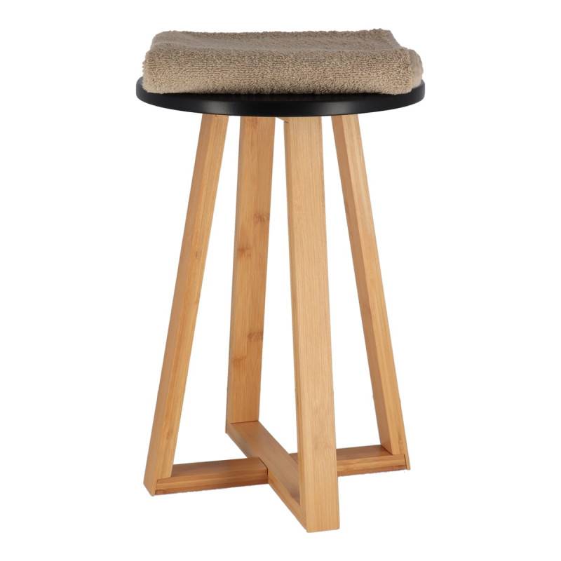 Tabouret avec pieds en bambou & plateau noir - Imagen 2