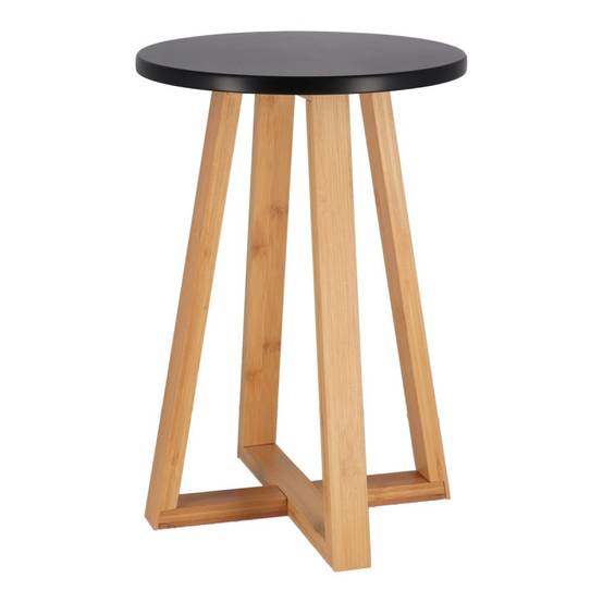 Tabouret avec pieds en bambou & plateau noir - Image 1