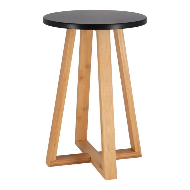 Tabouret avec pieds en bambou & plateau noir - Imagen 1