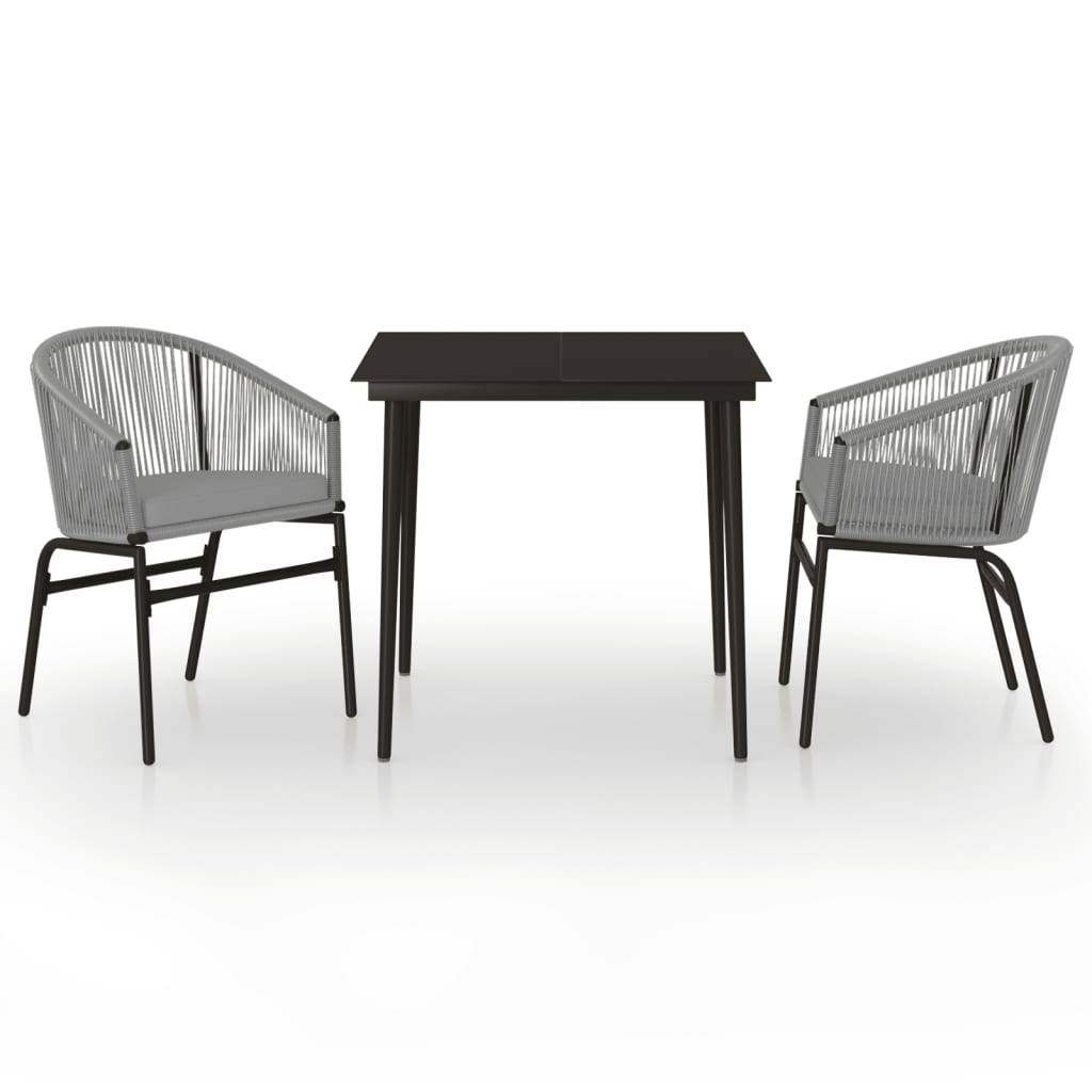 Ensemble Repas 2P Rotin PVC avec Coussins pour Balcon Gris – ComfortXL Outdoor Living - Image 2
