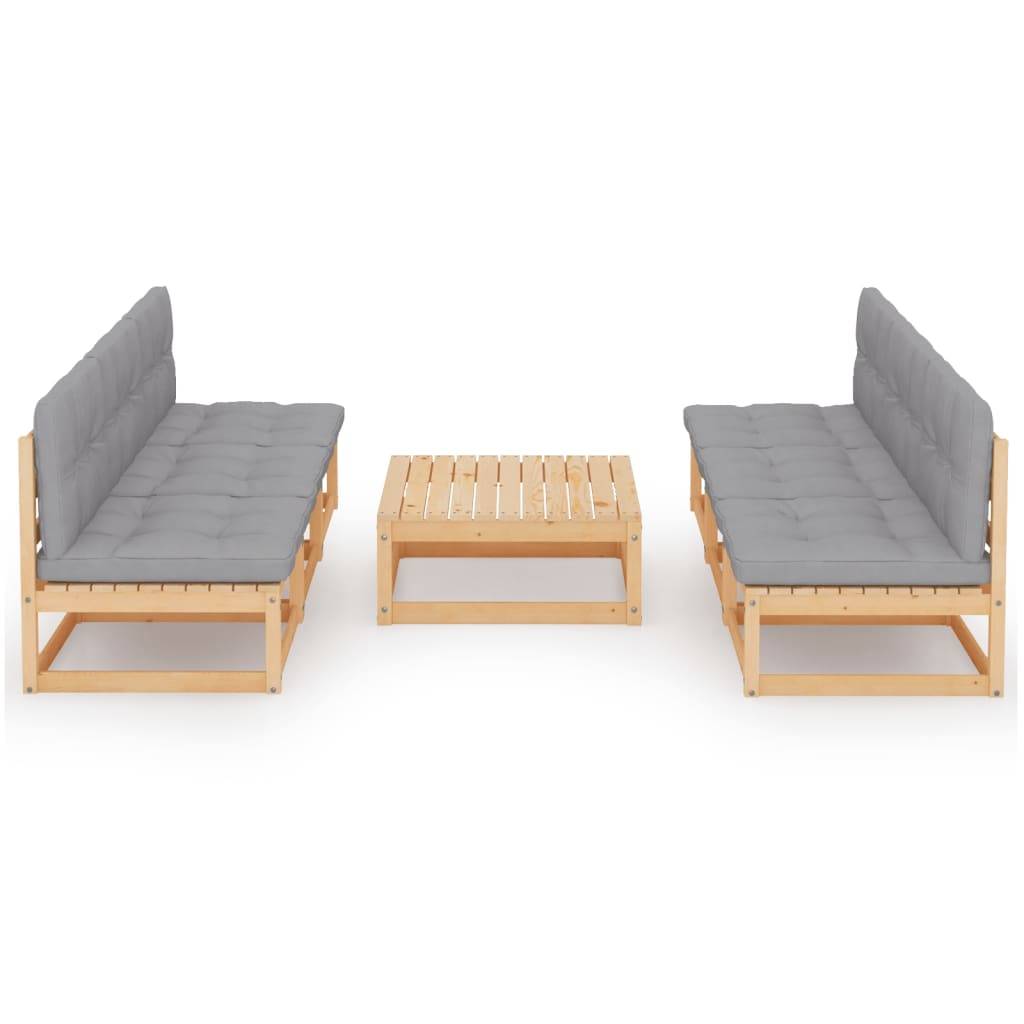Helloshop26 - Salon de jardin meuble d'extérieur ensemble de mobilier 7 pièces avec coussins bois de pin massif - Imagen 1