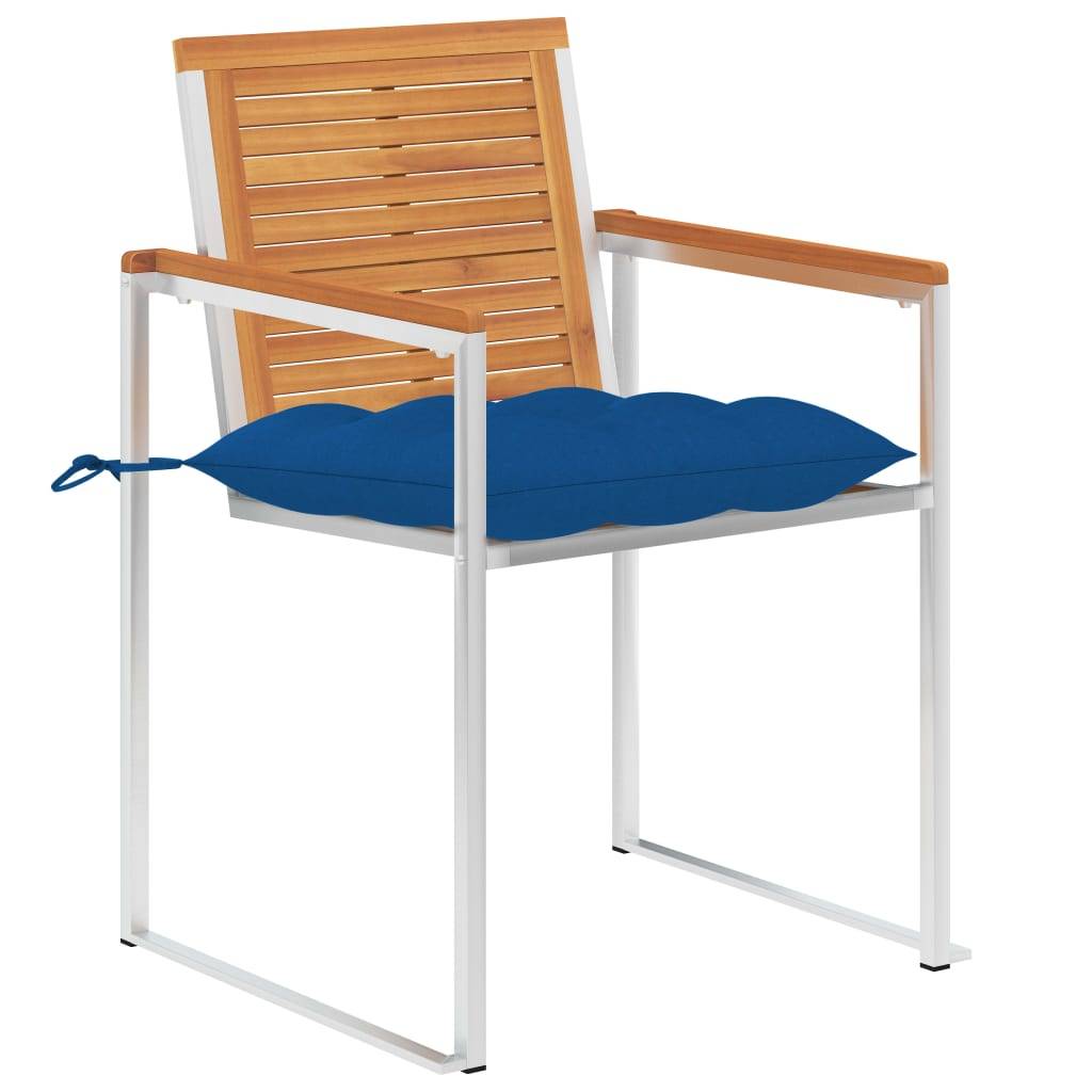 Chaises de jardin bois d'acacia et acier bleu royal 60 x 56 x 85 cm - PANGIVO - Image 2