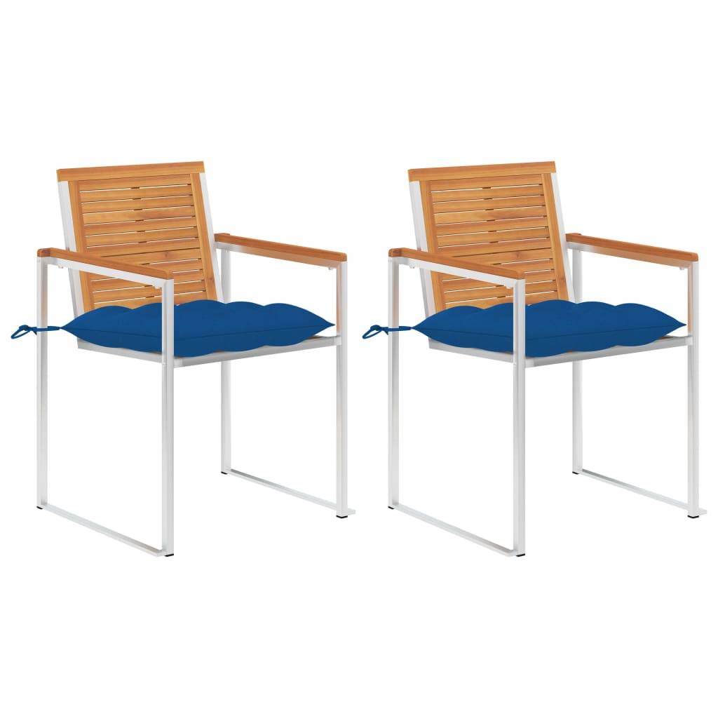 Chaises de jardin bois d'acacia et acier bleu royal 60 x 56 x 85 cm - PANGIVO - Image 1