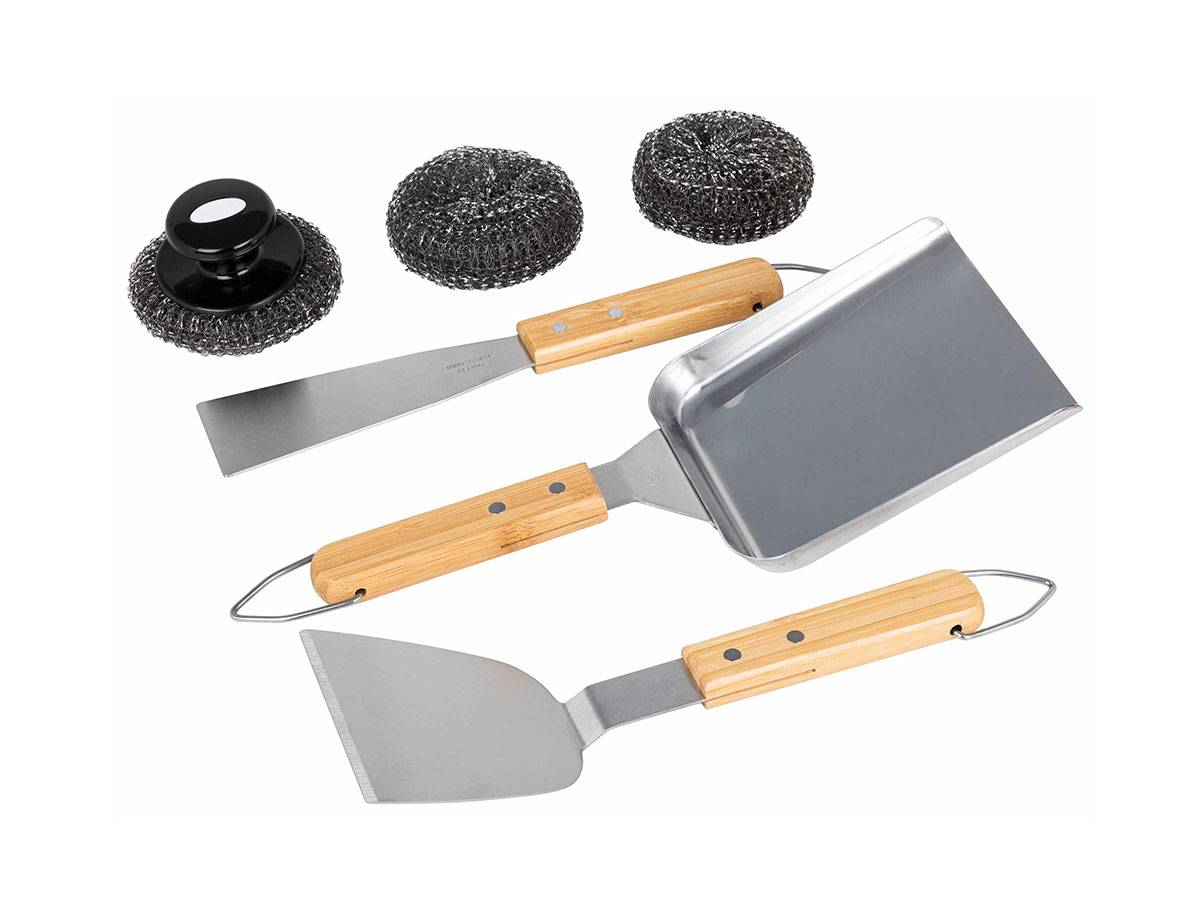 Somagic - Valisette alu spéciale plancha ( spatule grattoir brosse, tampon recharge brosse et pelle à légumes) - Imagen 2