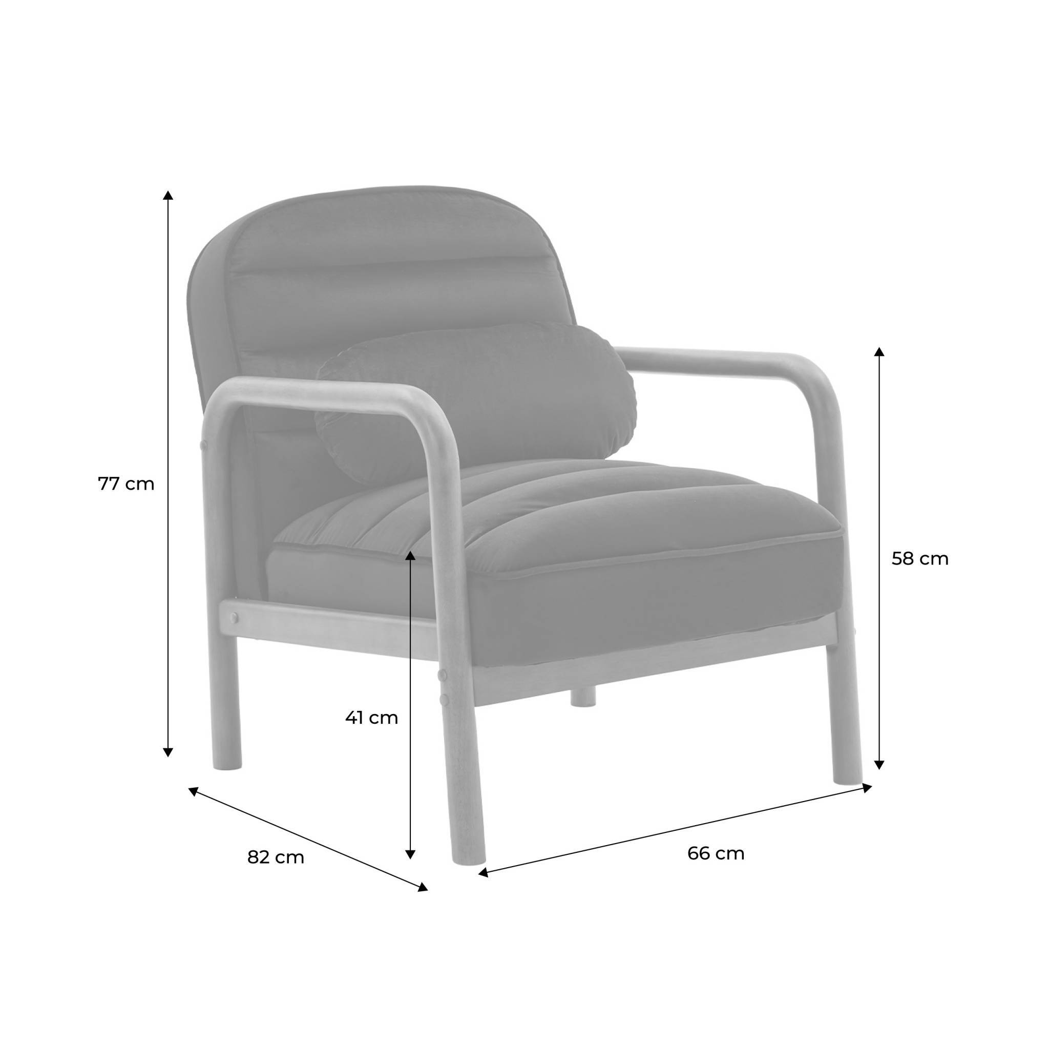 sweeek - Fauteuil scandinave bois d'hévéa teinté noyer et tissu velours noir | sweeek - Image 4