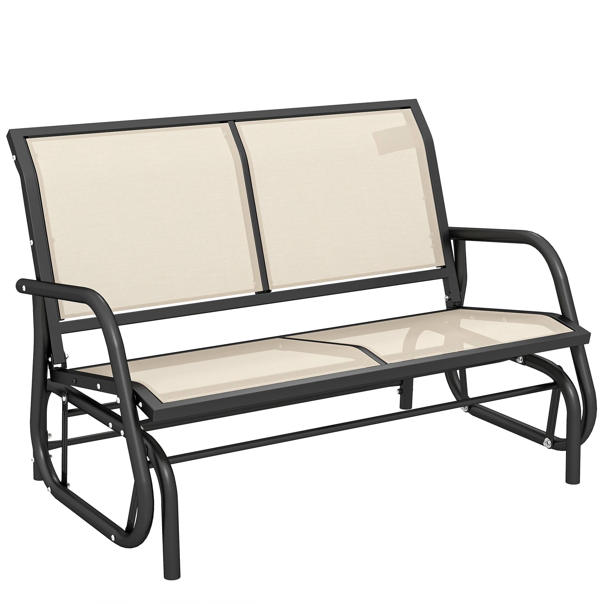 Banc à bascule de jardin 2 places métal textilène respirant extérieur beige 120x70x85 - ComfortXL Outdoor Living - Image 1