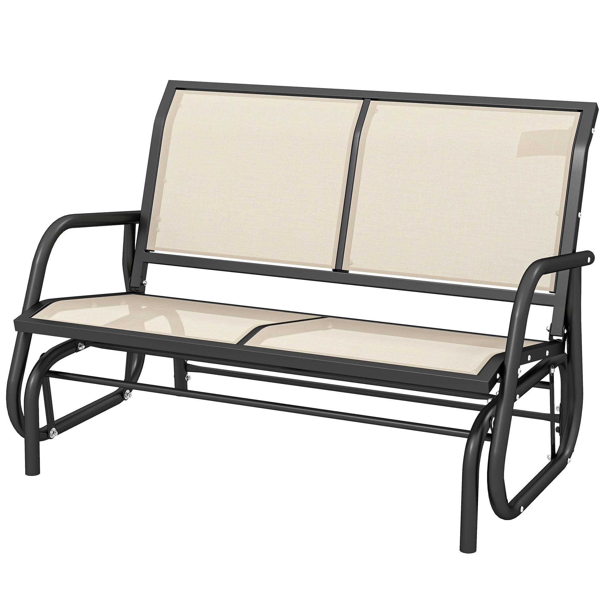 Banc à bascule de jardin 2 places métal textilène respirant extérieur beige 120x70x85 - ComfortXL Outdoor Living - Image 2