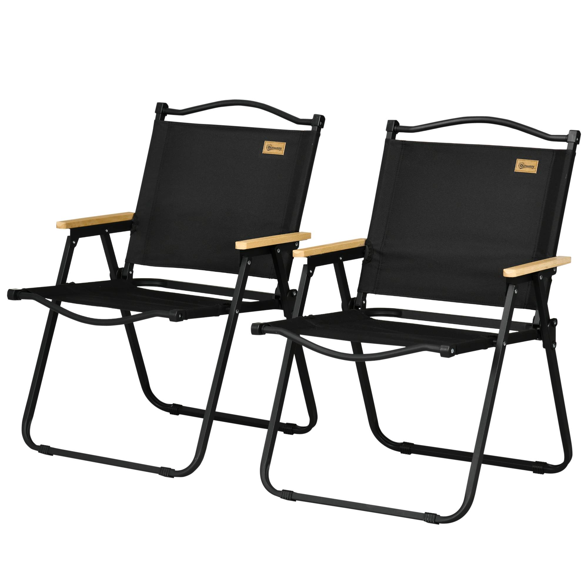 Lot de 2 chaises de camping pliantes acier noir 54 x 59 x 78 cm - PANGIVO - Image 2
