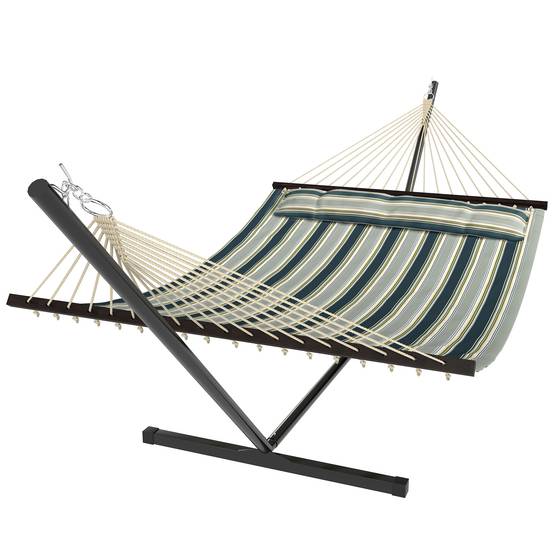 Hamac sur pied acier et polyester vert 353 x 94 x 115 cm - PANGIVO - Image 1
