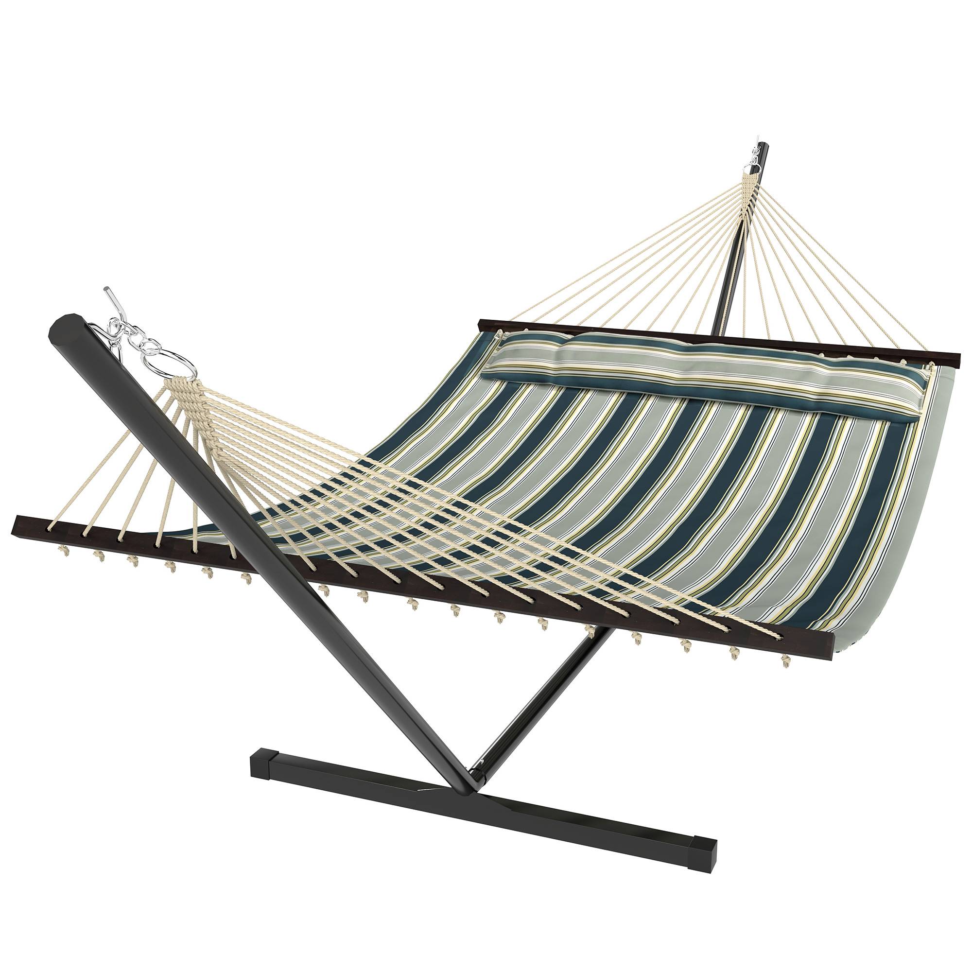 Hamac sur pied acier et polyester vert 353 x 94 x 115 cm - PANGIVO - Image 1