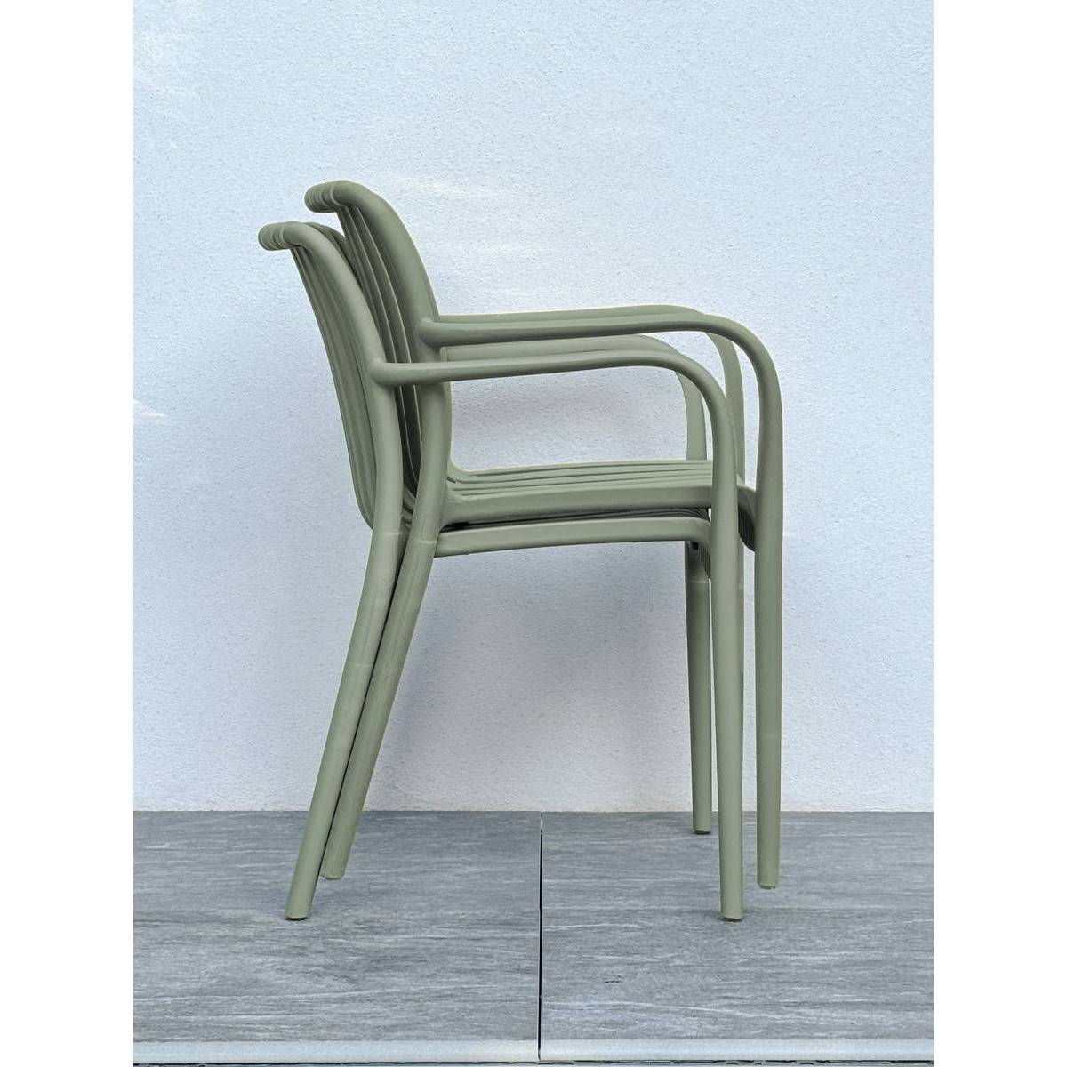 Fauteuil de jardin empilable en Polypropylène - Vert olive - TIAGO - Image 6
