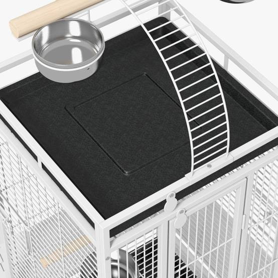 Cage volière acier pour perroquets avec aire de jeux 62,5x62,5x156cm Blanc - ComfortXL Outdoor Living - Image 8