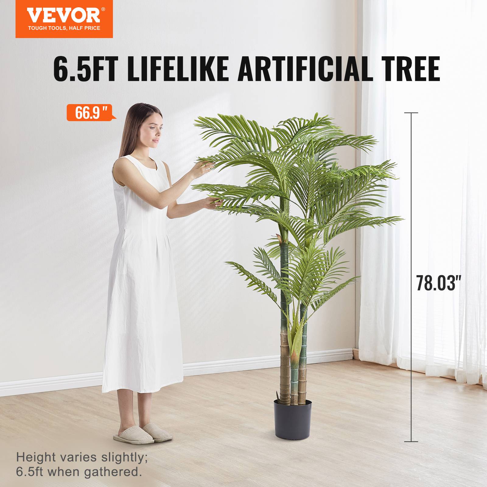 VEVOR Arbre Artificiel Palmier à Canne d'Or Plante Artificielle Déco 1030x1981mm - Image 2
