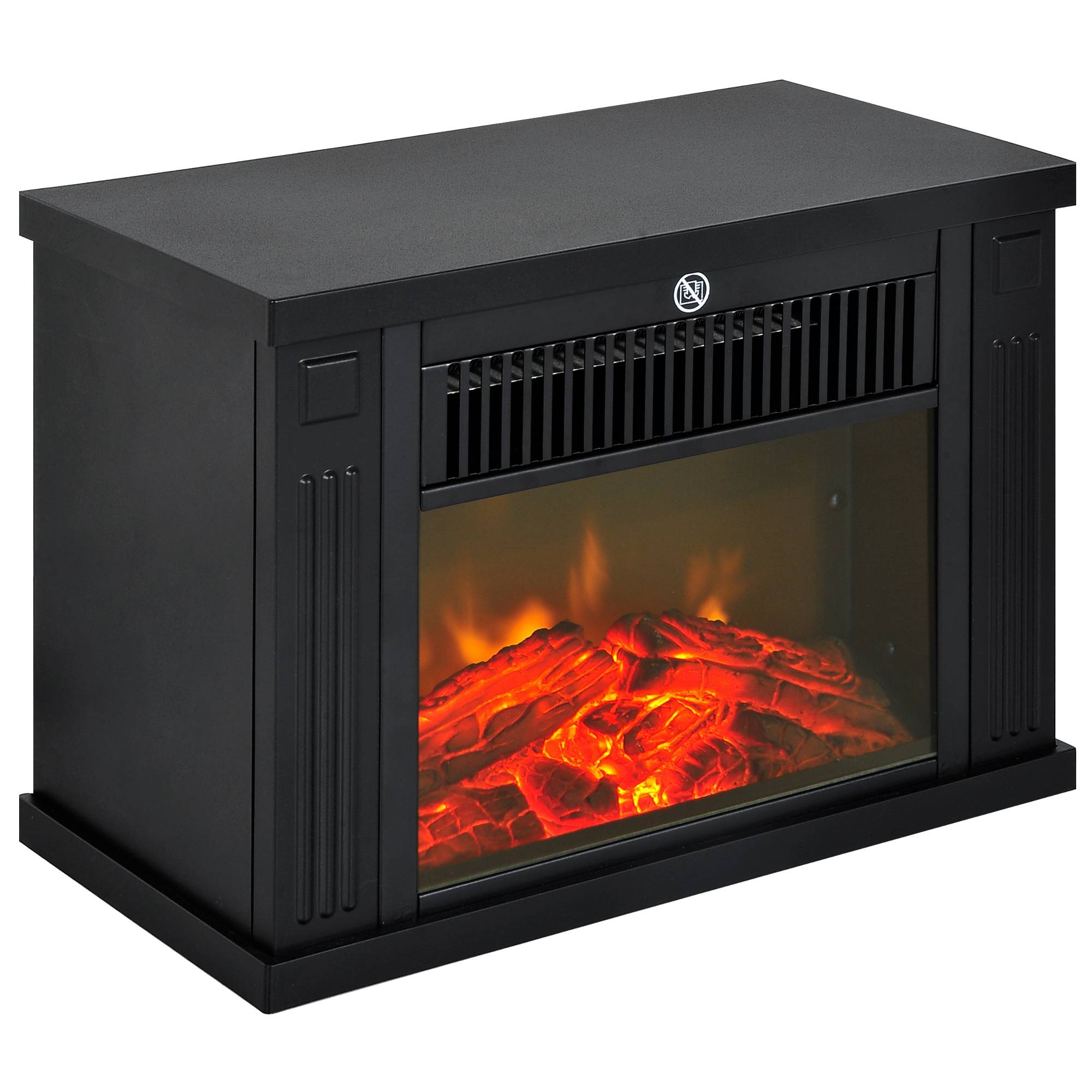 Cheminée électrique 600/1200W décorative de table portable, effet de flamme réaliste, anti-surchauffe 10-15 m² 34x17x25 cm noir - Image 1