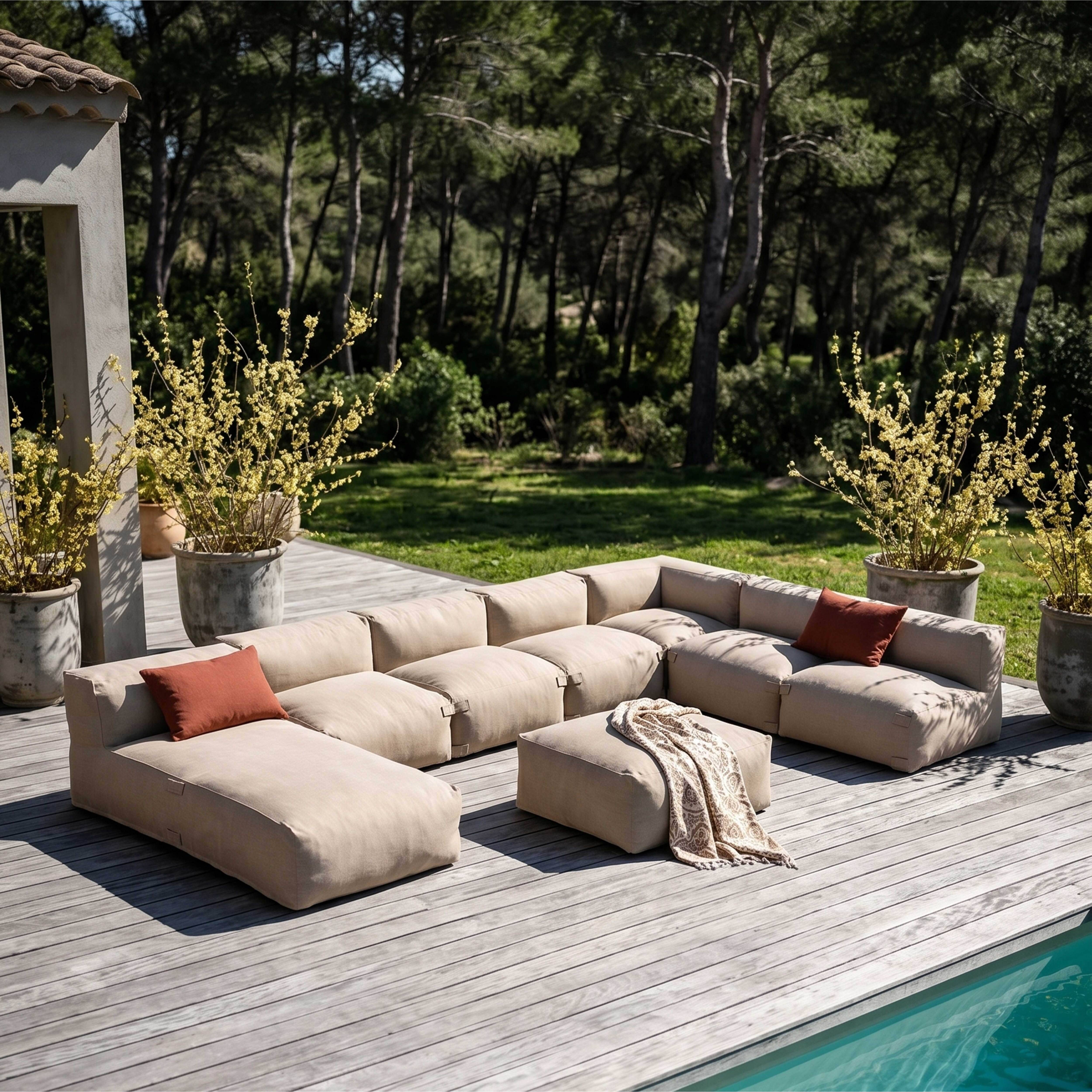Oviala - Salon de jardin modulable 8 places beige Mixi - Oviala - Image 1
